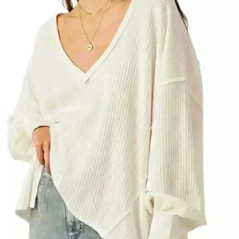 Free people cream thermal sweater